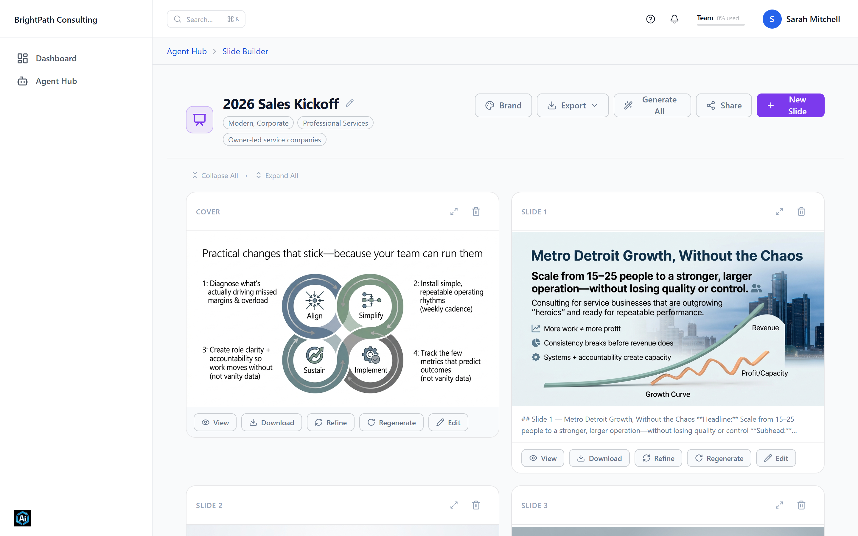 Slide Builder in the Awecomm AI portal